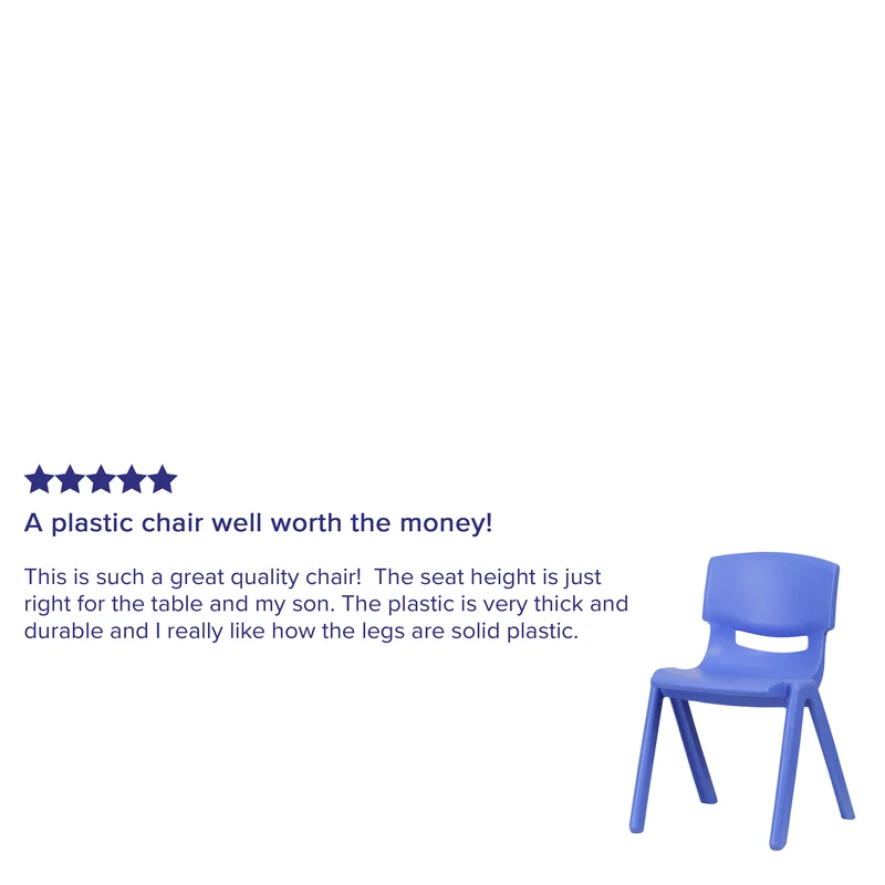 4 Pack Plastic Stackable K-2 School Chair with 13.25"H Seat