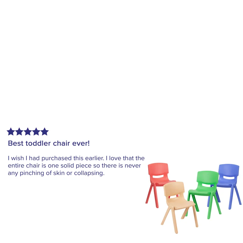 4 Pack Plastic Stackable K-2 School Chair with 13.25"H Seat