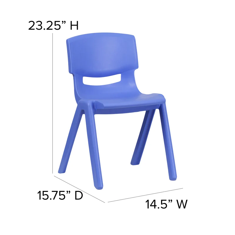 4 Pack Plastic Stackable K-2 School Chair with 13.25"H Seat