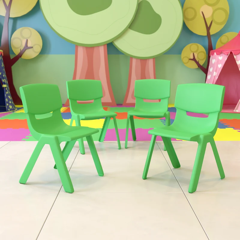 4 Pack Plastic Stackable K-2 School Chair with 13.25"H Seat