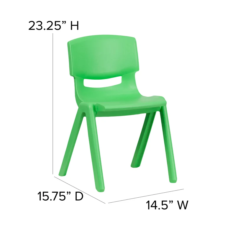 4 Pack Plastic Stackable K-2 School Chair with 13.25"H Seat
