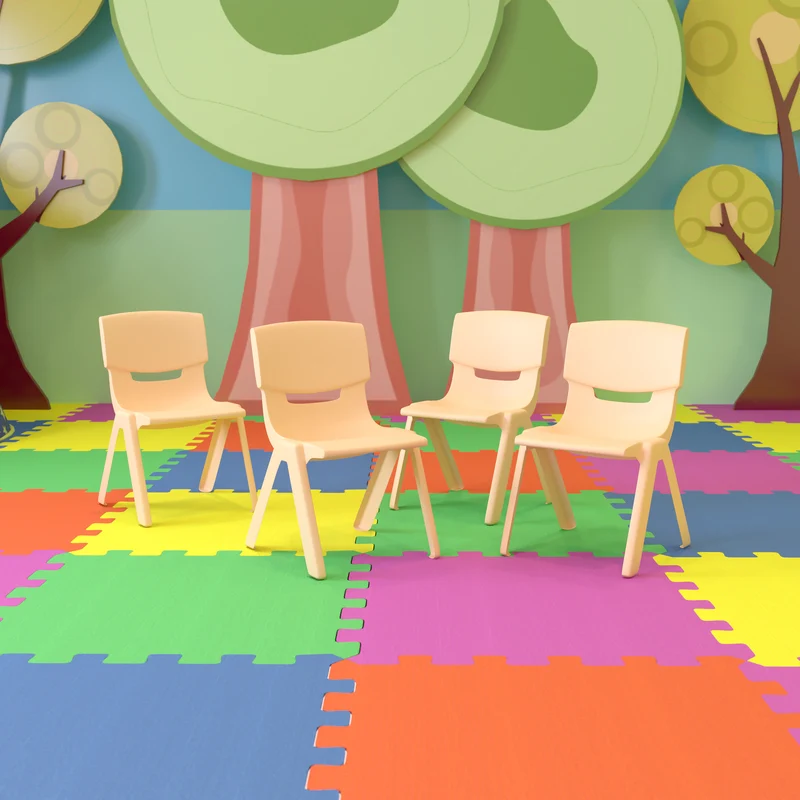 4 Pack Plastic Stackable K-2 School Chair with 13.25"H Seat