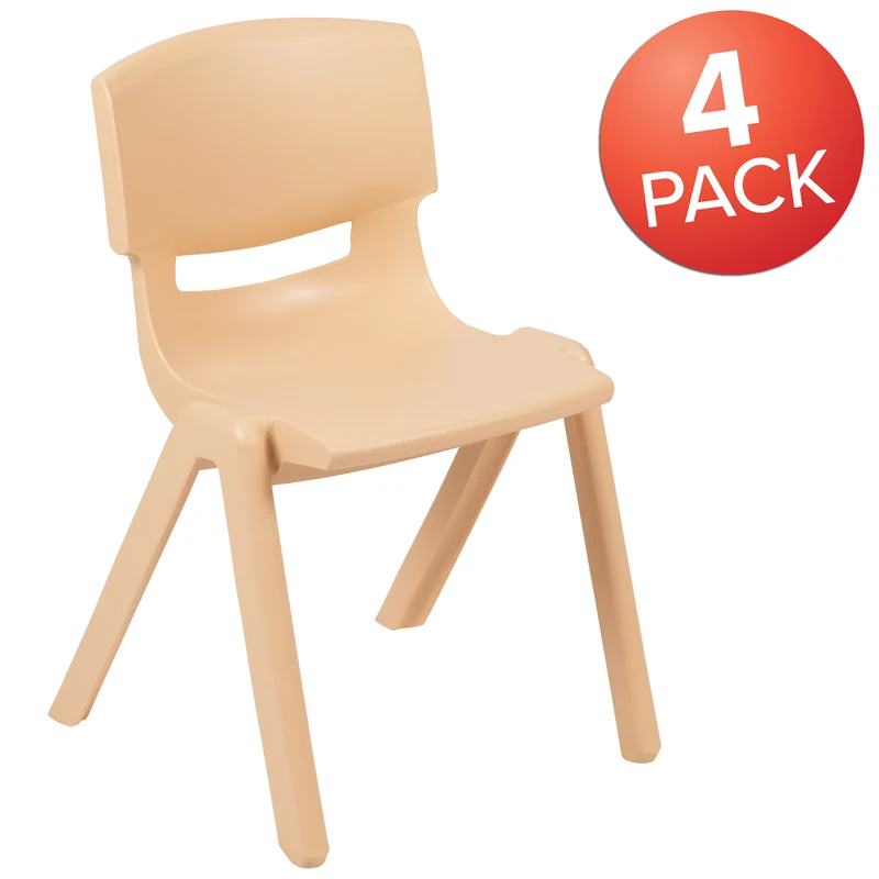 4 Pack Plastic Stackable K-2 School Chair with 13.25"H Seat