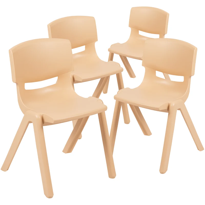 4 Pack Plastic Stackable K-2 School Chair with 13.25"H Seat