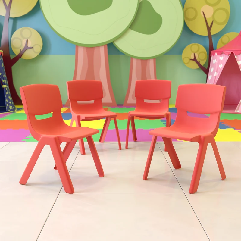 4 Pack Plastic Stackable K-2 School Chair with 13.25"H Seat