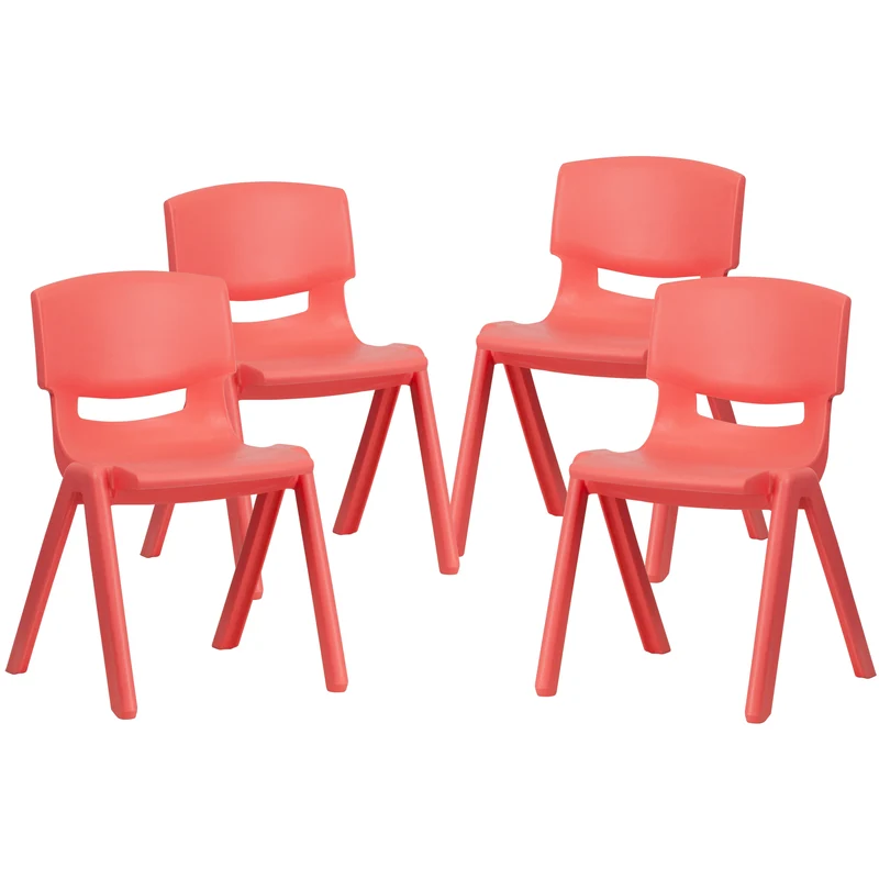 4 Pack Plastic Stackable K-2 School Chair with 13.25"H Seat