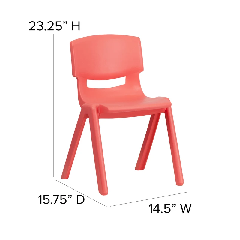 4 Pack Plastic Stackable K-2 School Chair with 13.25"H Seat