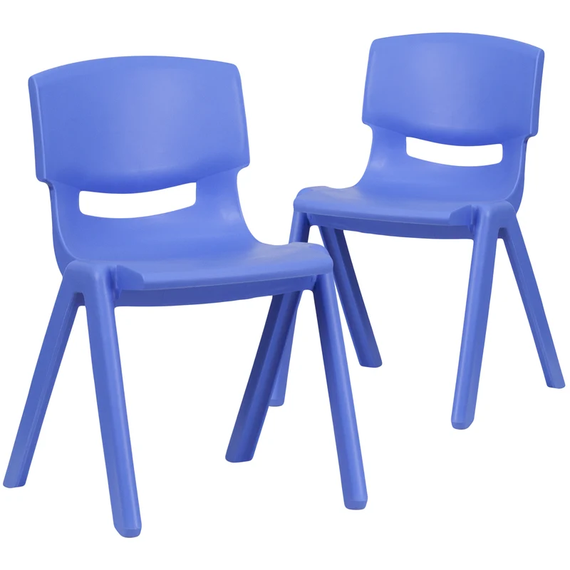 2 Pack Plastic Stack School Chair with 13.25"H Seat, K-2 School Chair