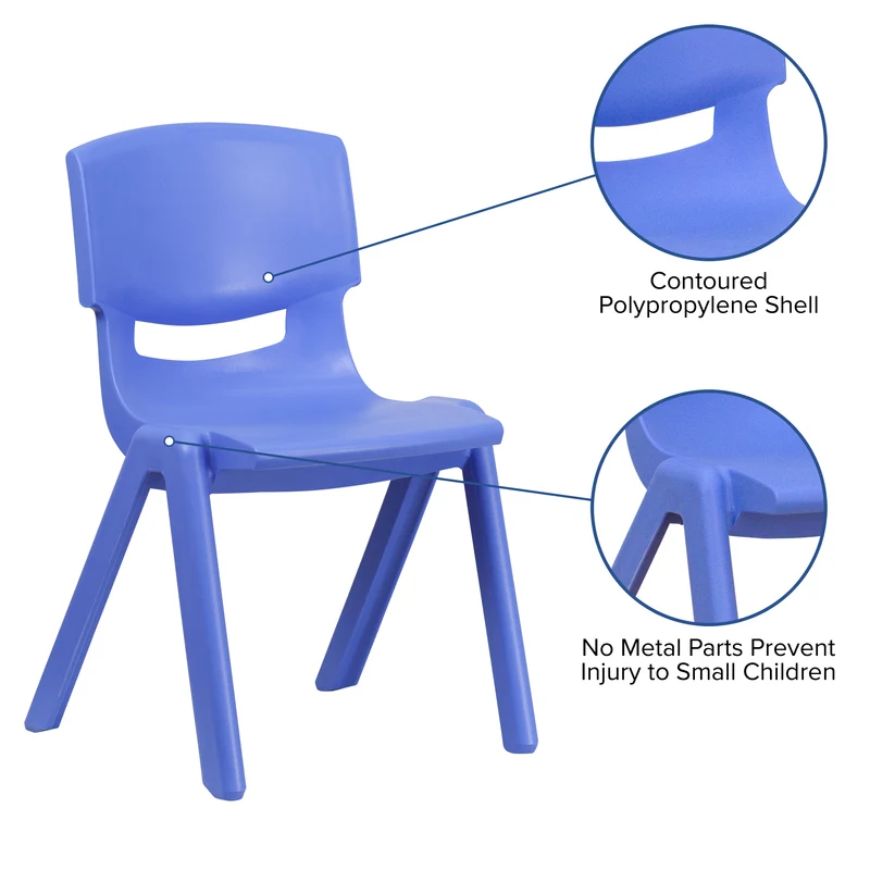 2 Pack Plastic Stack School Chair with 13.25"H Seat, K-2 School Chair