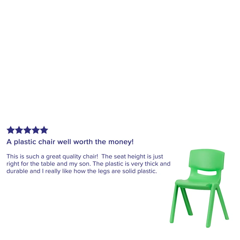 2 Pack Plastic Stack School Chair with 13.25"H Seat, K-2 School Chair
