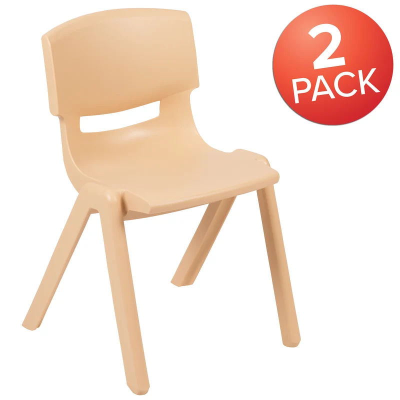 2 Pack Plastic Stack School Chair with 13.25"H Seat, K-2 School Chair