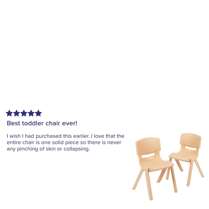 2 Pack Plastic Stack School Chair with 13.25"H Seat, K-2 School Chair