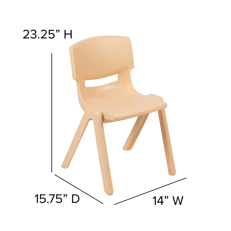 2 Pack Plastic Stack School Chair with 13.25"H Seat, K-2 School Chair
