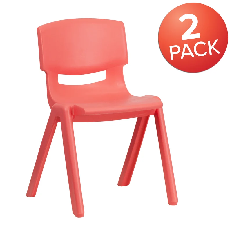 2 Pack Plastic Stack School Chair with 13.25"H Seat, K-2 School Chair