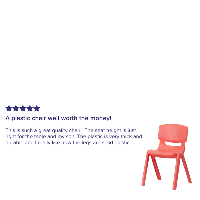 2 Pack Plastic Stack School Chair with 13.25"H Seat, K-2 School Chair