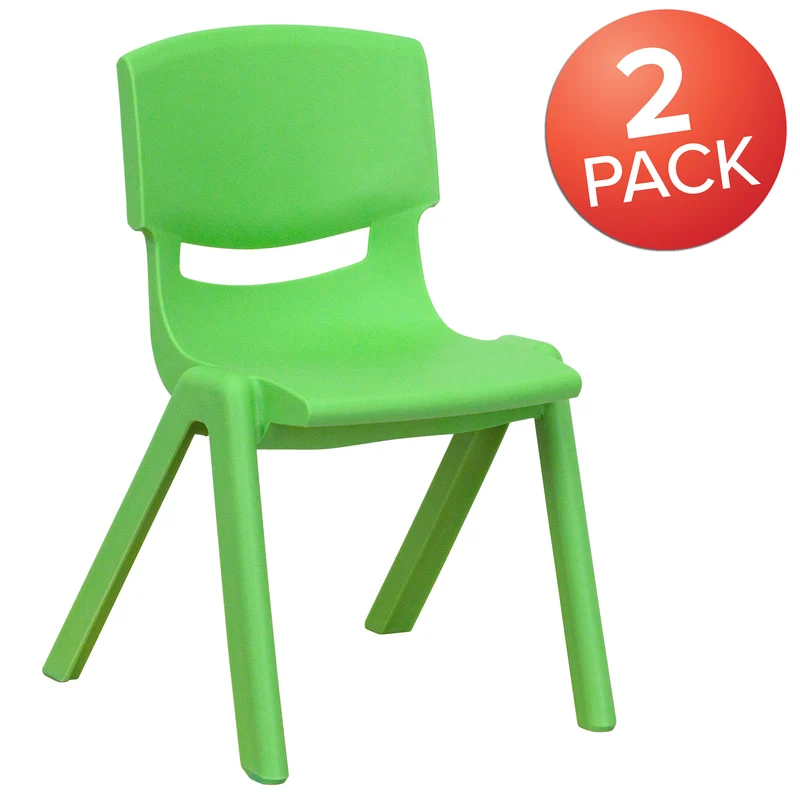 2 Pack Plastic Stackable School Chair with 12"H Seat, Preschool Seating