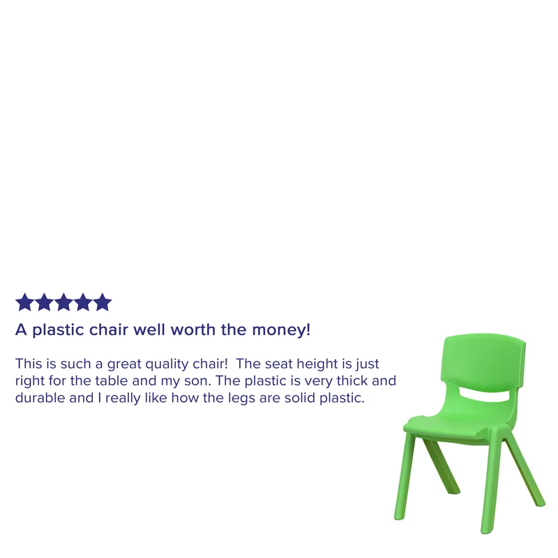 2 Pack Plastic Stackable School Chair with 12"H Seat, Preschool Seating