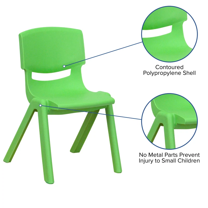 2 Pack Plastic Stackable School Chair with 12"H Seat, Preschool Seating