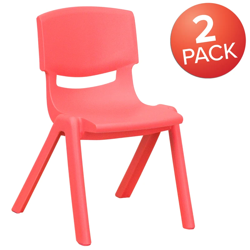 2 Pack Plastic Stackable School Chair with 12"H Seat, Preschool Seating