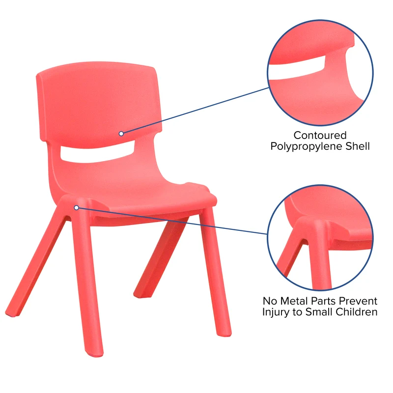 2 Pack Plastic Stackable School Chair with 12"H Seat, Preschool Seating