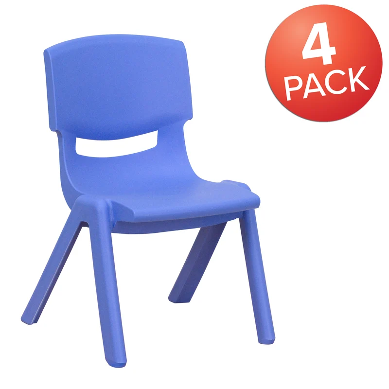 4 Pack Plastic Stackable Pre-K/School Chairs with 10.5"H Seat