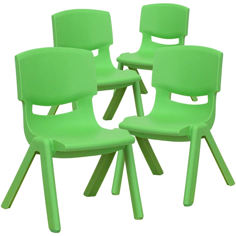 4 Pack Plastic Stackable Pre-K/School Chairs with 10.5"H Seat