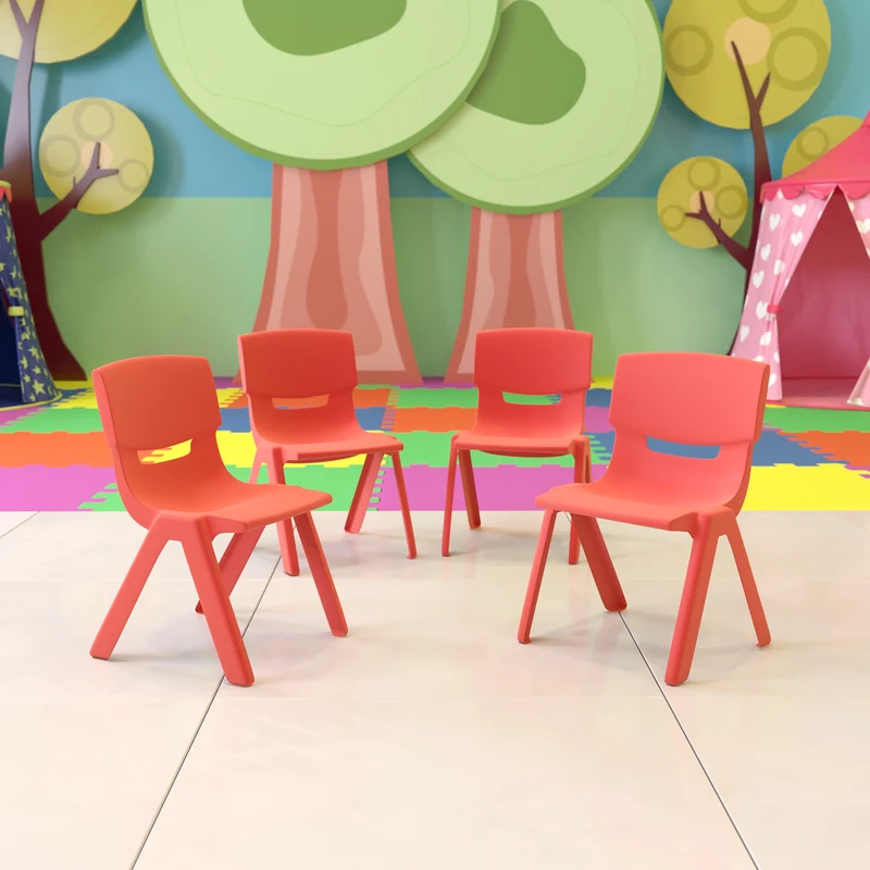 4 Pack Plastic Stackable Pre-K/School Chairs with 10.5"H Seat