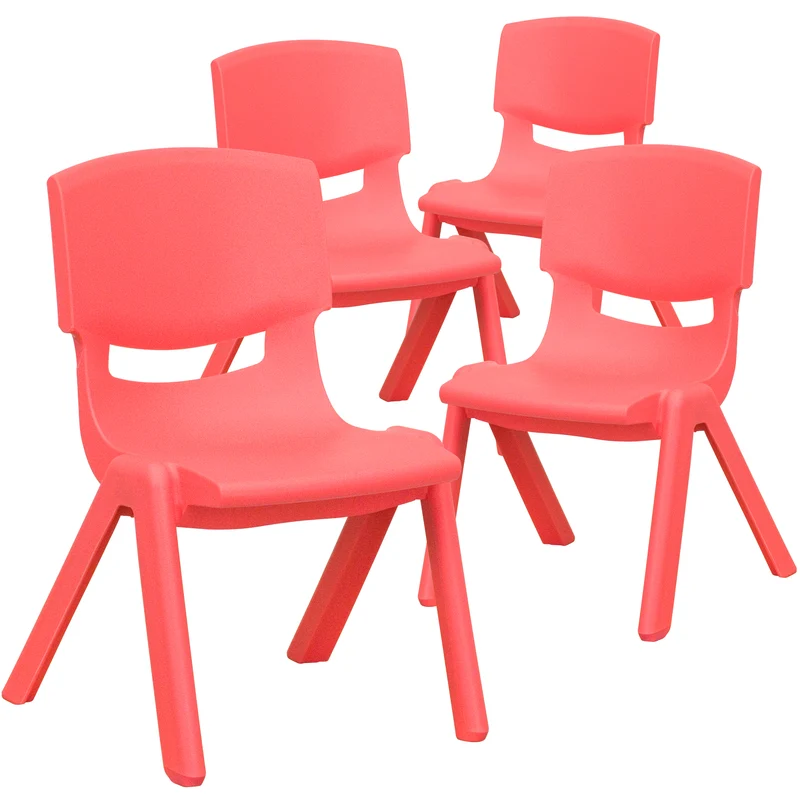 4 Pack Plastic Stackable Pre-K/School Chairs with 10.5"H Seat