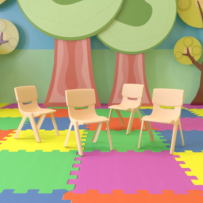 4 Pack Plastic Stackable Pre-K/School Chairs with 10.5"H Seat