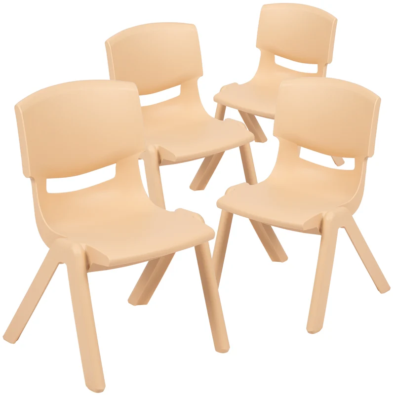 4 Pack Plastic Stackable Pre-K/School Chairs with 10.5"H Seat
