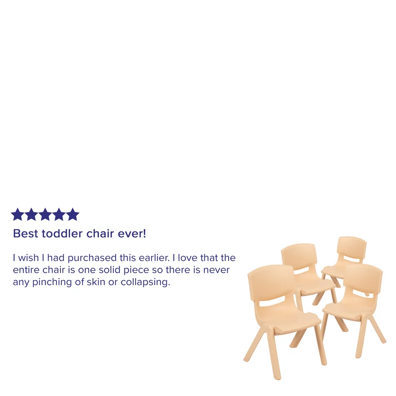 4 Pack Plastic Stackable Pre-K/School Chairs with 10.5"H Seat
