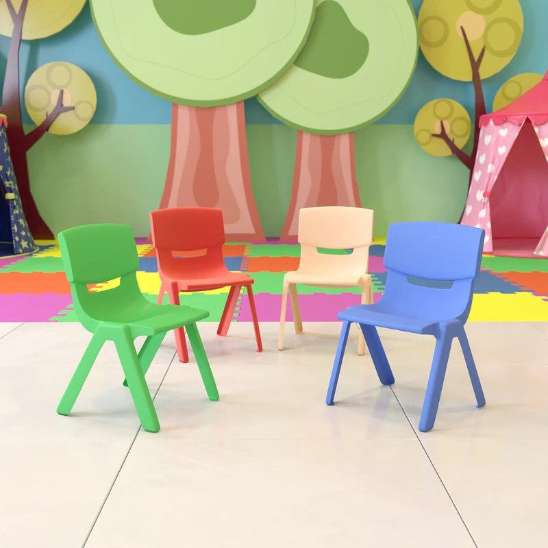 4 Pack Plastic Stackable Pre-K/School Chairs with 10.5"H Seat
