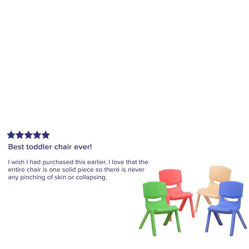 4 Pack Plastic Stackable Pre-K/School Chairs with 10.5"H Seat