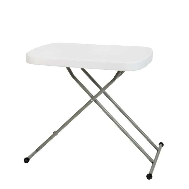Height Adjustable Plastic Folding TV Tray/Laptop Table in Granite White