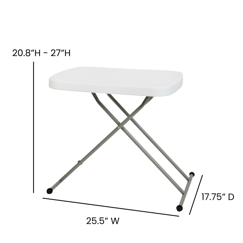 Height Adjustable Plastic Folding TV Tray/Laptop Table in Granite White