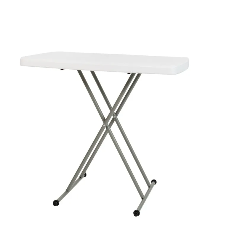 Height Adjustable Plastic Folding TV Tray/Laptop Table in Granite White