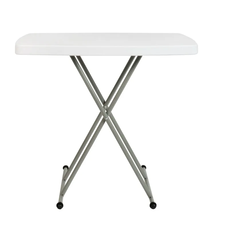 Height Adjustable Plastic Folding TV Tray/Laptop Table in Granite White