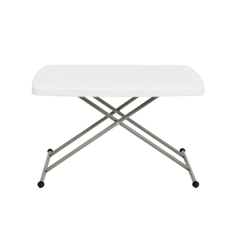 Height Adjustable Plastic Folding TV Tray/Laptop Table in Granite White