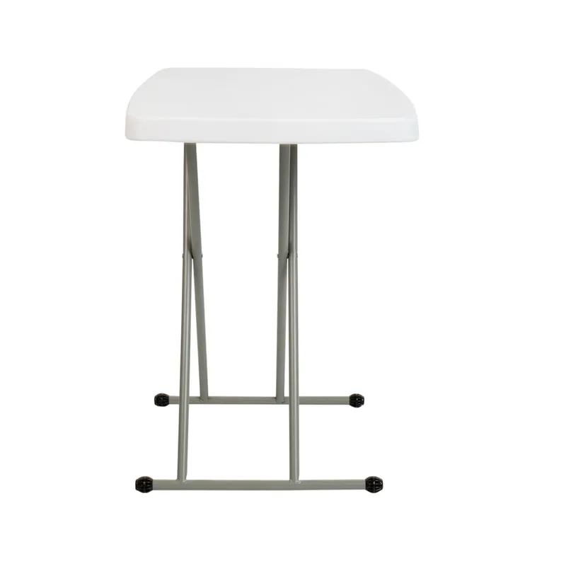 Height Adjustable Plastic Folding TV Tray/Laptop Table in Granite White