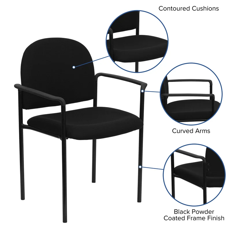 Comfort Stackable Steel Side Reception Chair with Arms