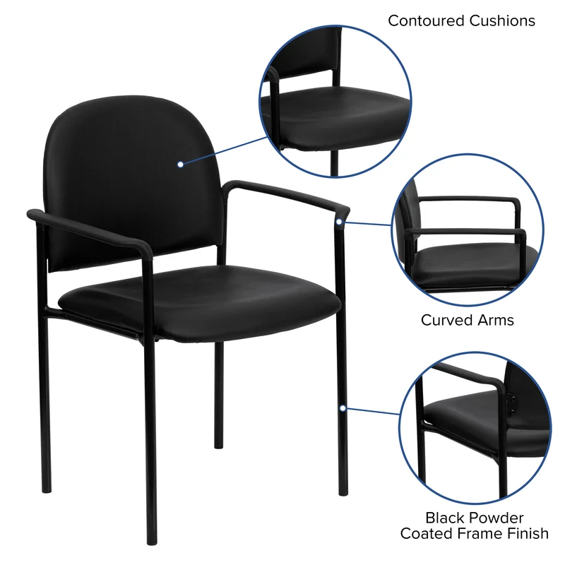 Comfort Stackable Steel Side Reception Chair with Arms