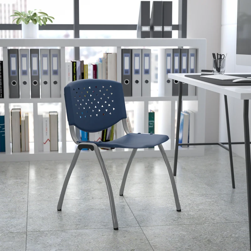Home and Office Plastic Stack Chair with Perforated Back - Guest Chair