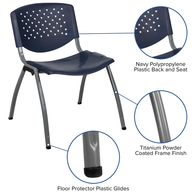 Home and Office Plastic Stack Chair with Perforated Back - Guest Chair