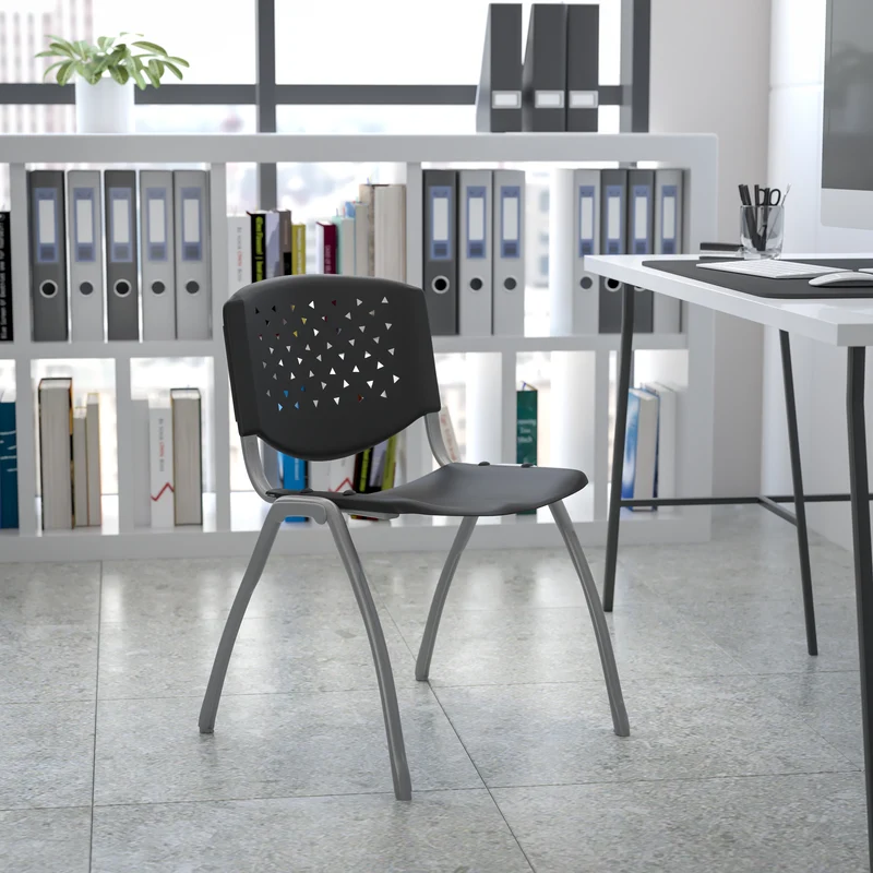 Home and Office Plastic Stack Chair with Perforated Back - Guest Chair