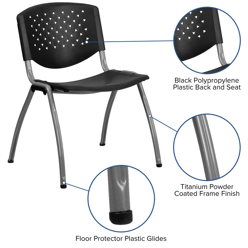 Home and Office Plastic Stack Chair with Perforated Back - Guest Chair