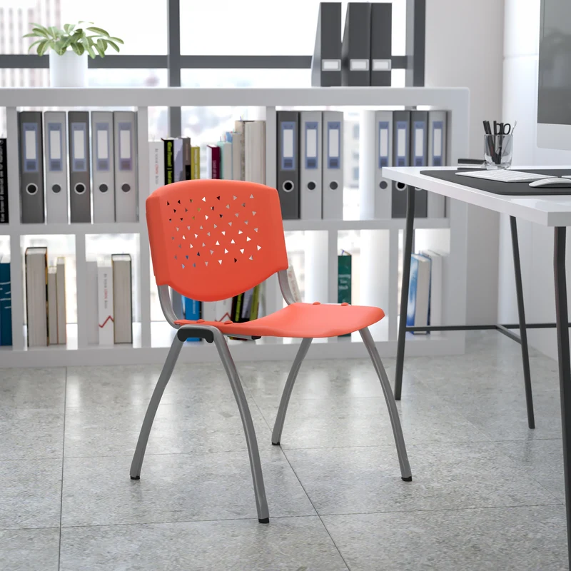 Home and Office Plastic Stack Chair with Perforated Back - Guest Chair