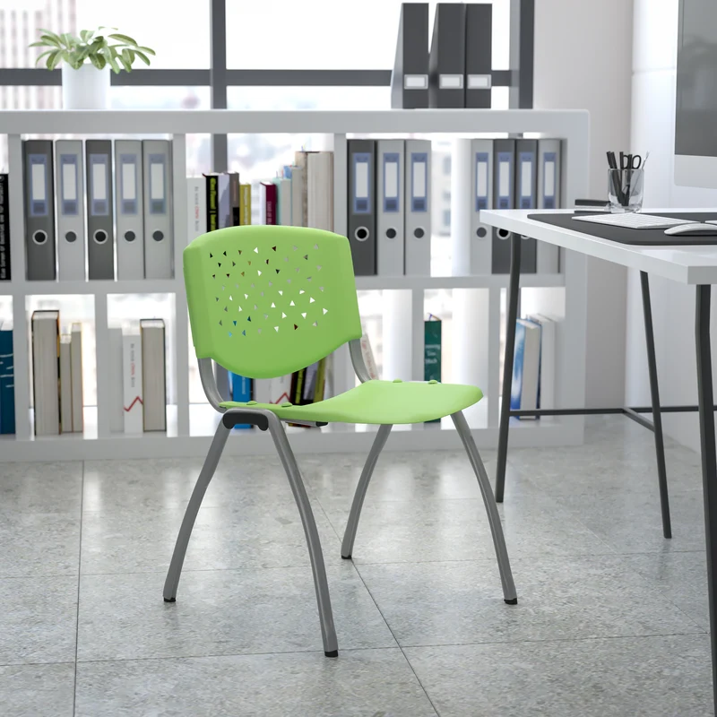 Home and Office Plastic Stack Chair with Perforated Back - Guest Chair