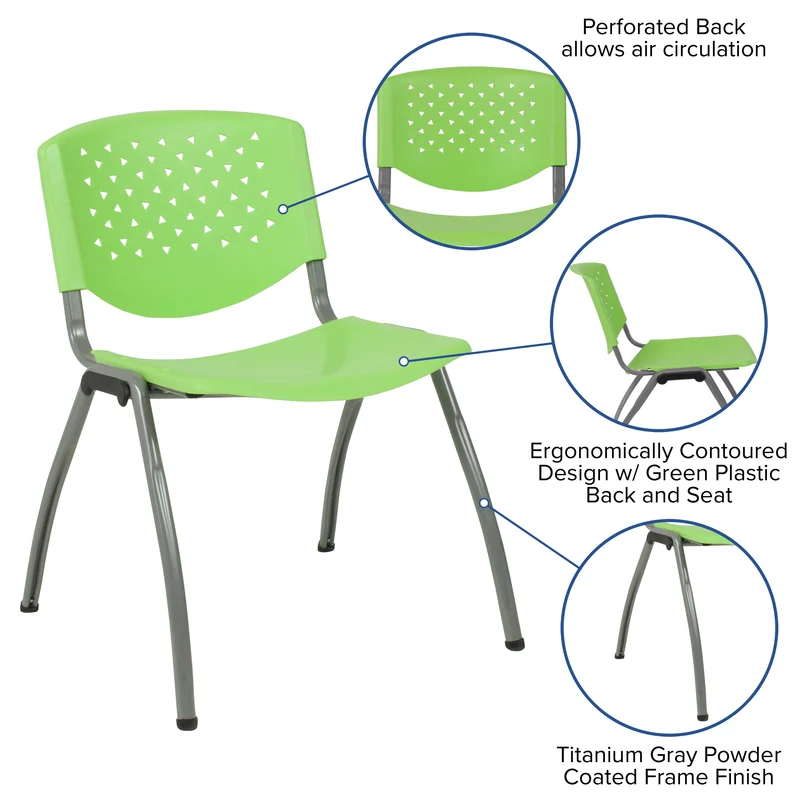 Home and Office Plastic Stack Chair with Perforated Back - Guest Chair