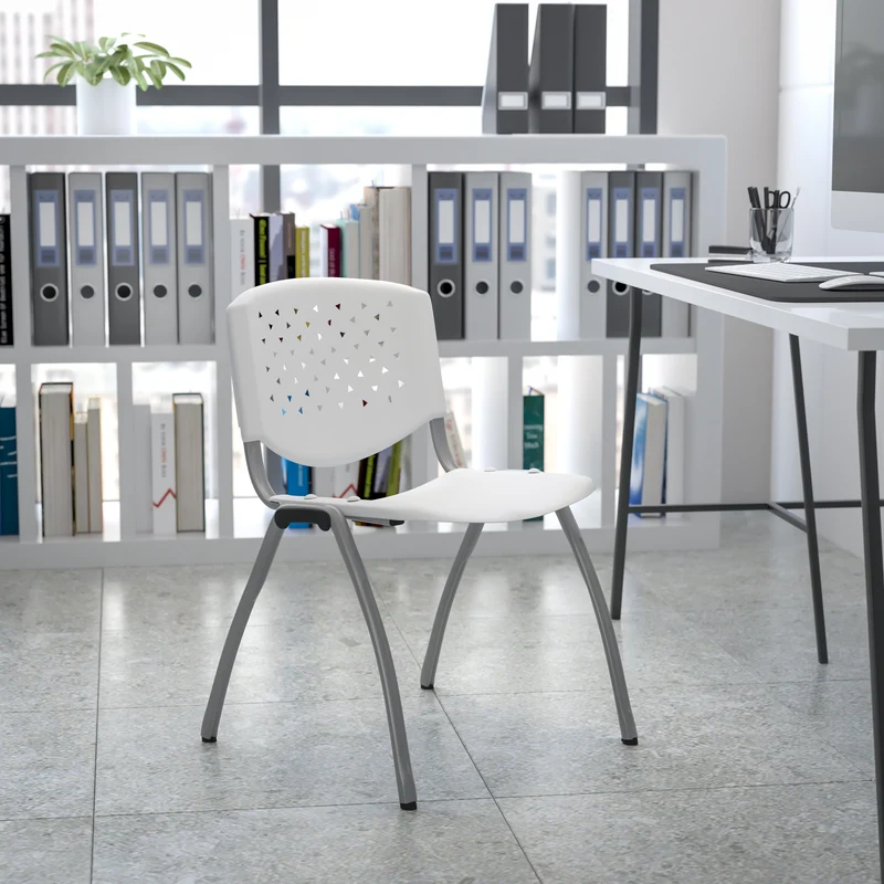 Home and Office Plastic Stack Chair with Perforated Back - Guest Chair