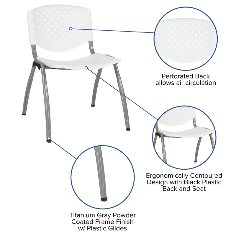 Home and Office Plastic Stack Chair with Perforated Back - Guest Chair